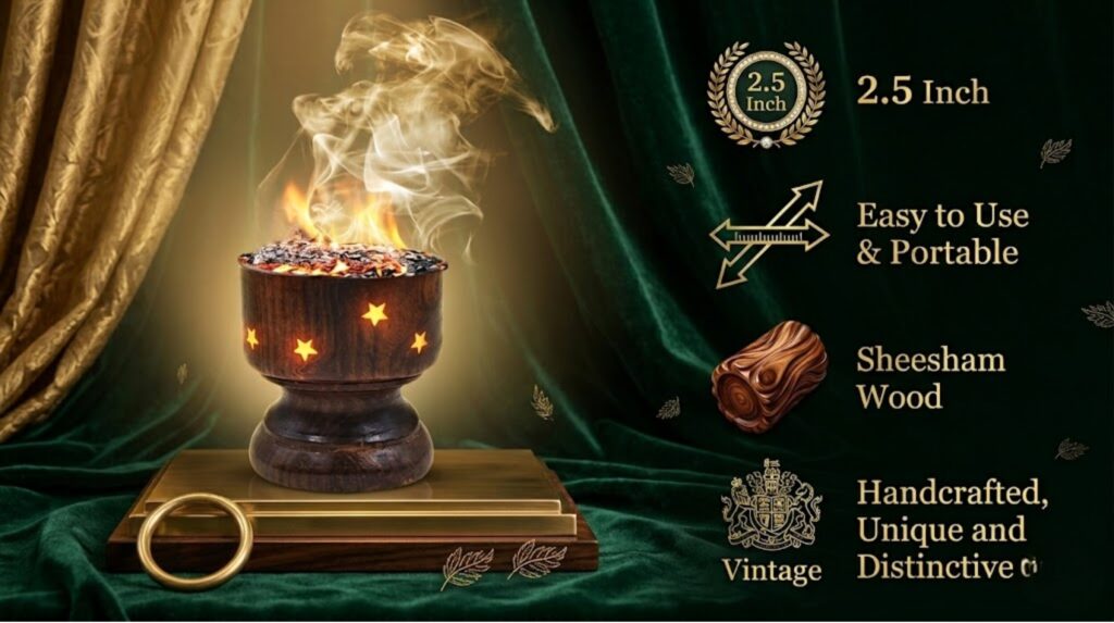 portable wooden dhoop burner 2.5 inch sheesham wood handcrafted incense burner sehen