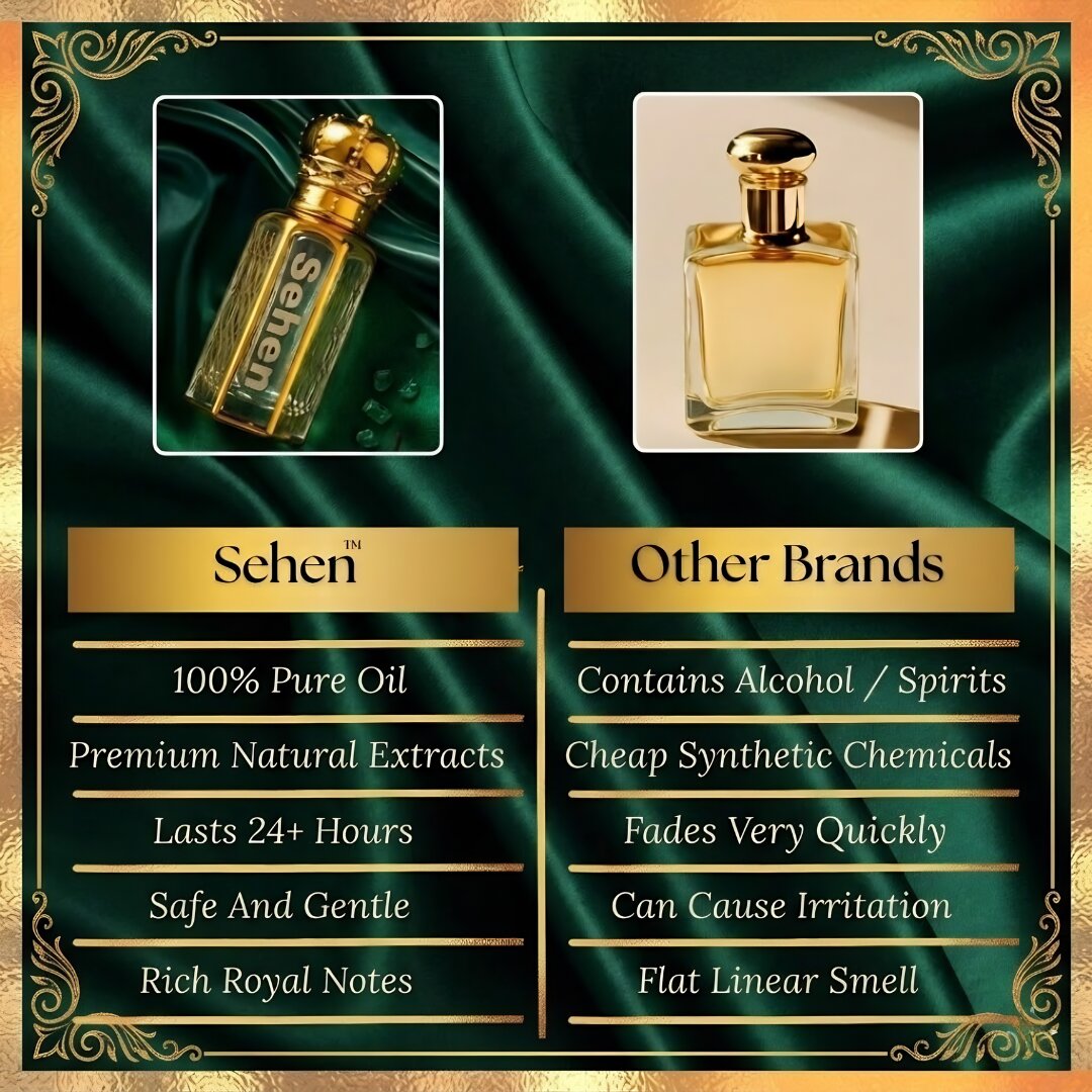 Sehen attar features alcohol free halal perfume oil long lasting 24 hours skin friendly cruelty free heavy projection premium attar India