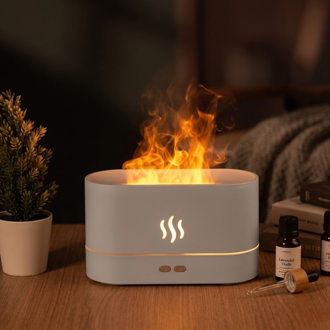 luxury aroma diffuser with flame effect essential oil diffuser for bedroom home decor relaxing humidifier diffuser