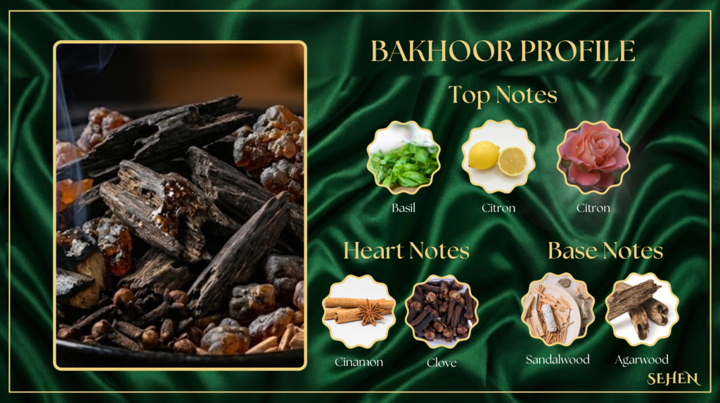 Bakhoor ingredients profile oud sandalwood clove cinnamon arabic incense composition premium bakhoor India