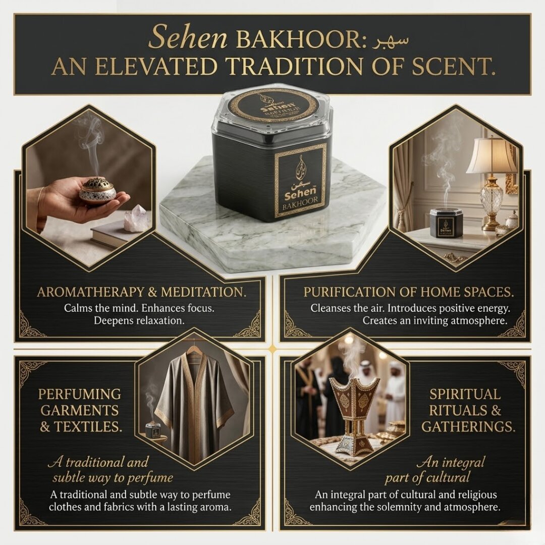 Uses of bakhoor for home fragrance aromatherapy meditation spiritual rituals air purification Arabic incense benefits