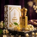 Luxury bakul attar perfume oil with premium bottle and floral presentation, long lasting alcohol free fragrance India