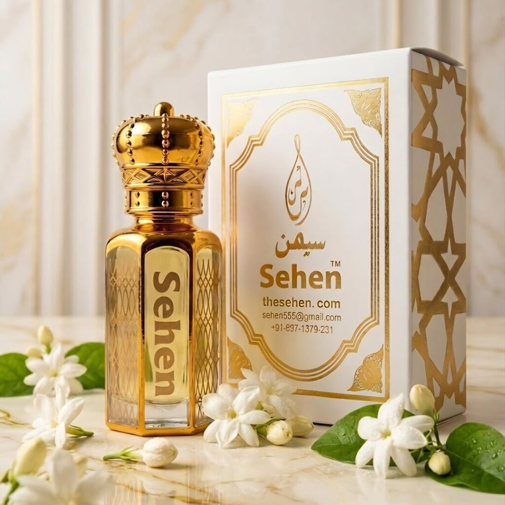 Luxury chameli jasmine attar perfume oil with premium presentation, long lasting alcohol free floral fragrance India