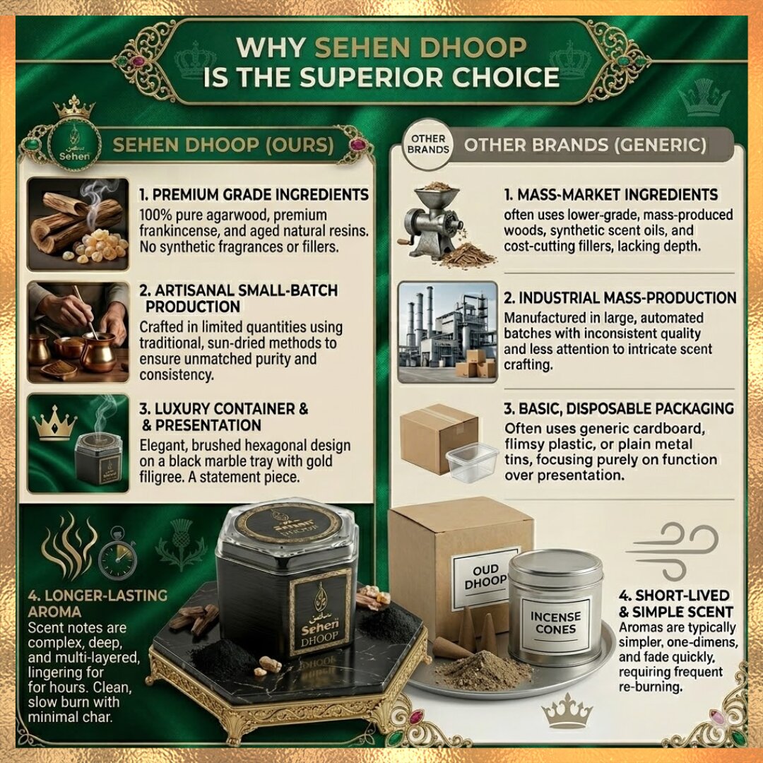 Sehen dhoop vs other brands comparison premium ingredients long lasting aroma natural incense vs synthetic dhoop India