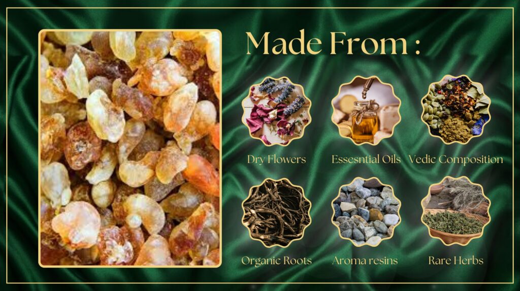 Sehen dhoop made from natural ingredients dry flowers essential oils resins herbs incense composition