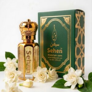 Gardenia attar perfume oil bottle with premium packaging box, alcohol free white floral fragrance India