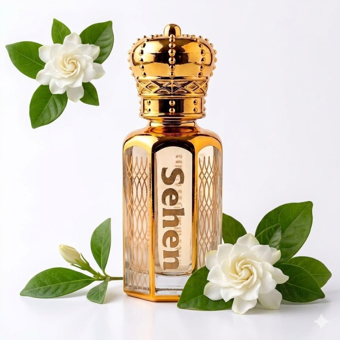 Luxury gardenia attar perfume oil with creamy white floral notes, alcohol free long lasting fragrance in India