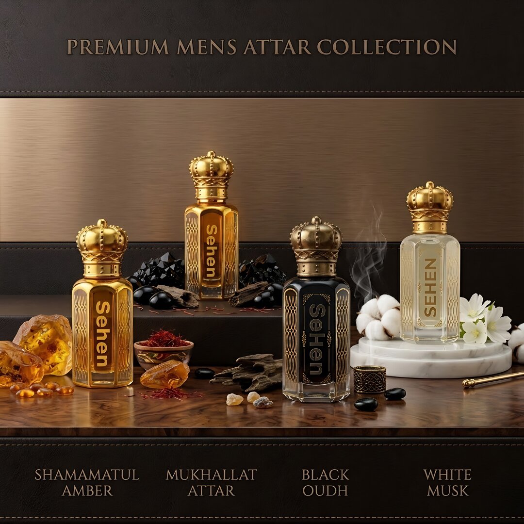 mens attar combo set shamamatul amber mukhallat attar black oudh white musk luxury attar gift set long lasting perfume oil