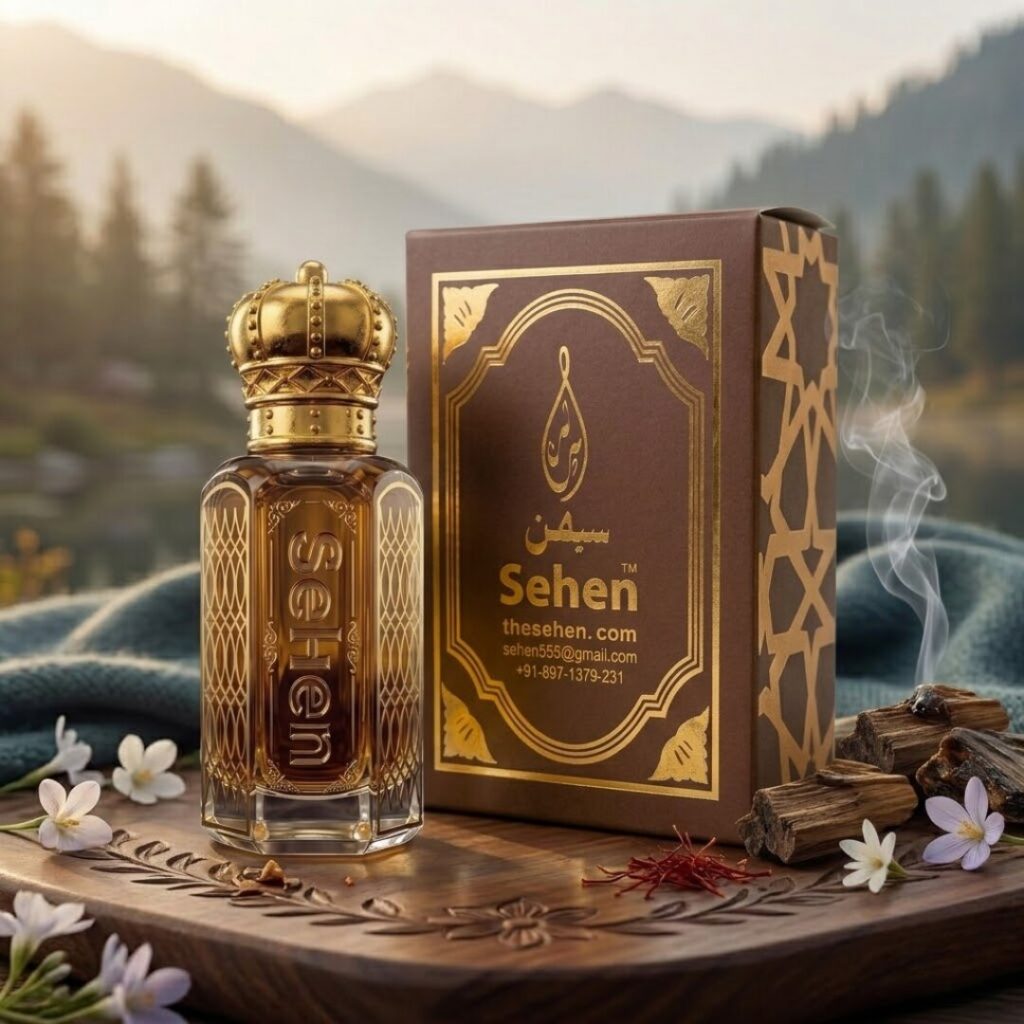 kashmiri oudh attar with luxury box long lasting alcohol free perfume oil fresh woody floral fragrance with saffron notes for men and women India