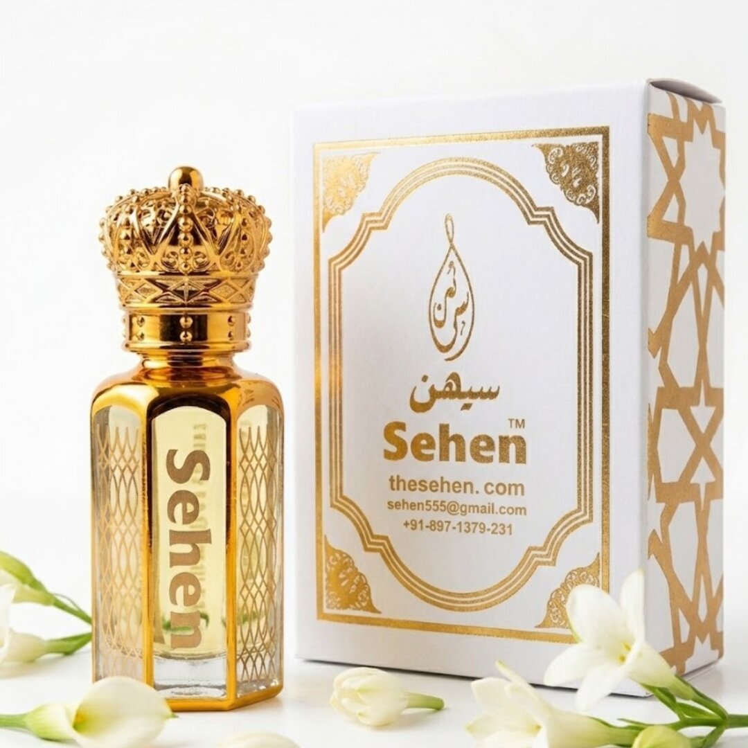 Lily attar perfume oil bottle with premium packaging box, alcohol free white floral fragrance India