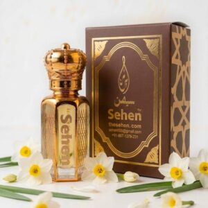Narcissus attar perfume oil with premium brown and gold packaging box