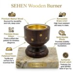 Sehen wooden burner features walnut wood brass liner marble base incense burner features