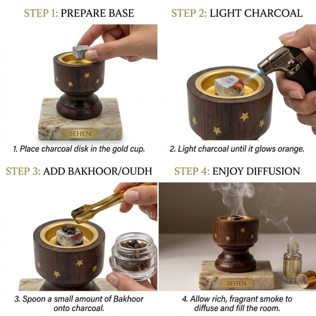 how to use dhoop burner step by step wooden incense burner bakhoor usage guide sehen