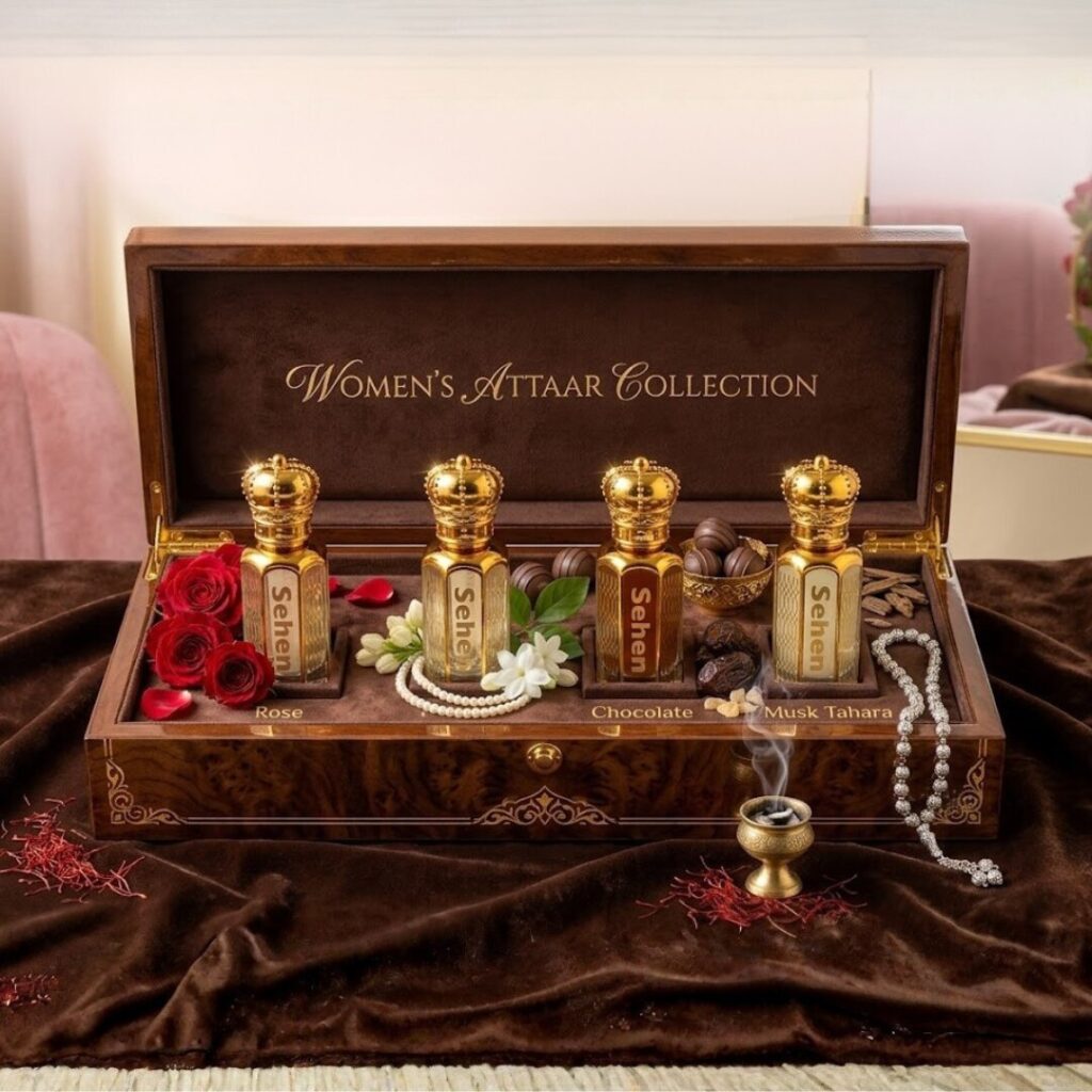 womens attar gift set rose moghra chocolate musk tahara luxury attar combo alcohol free perfume oil for women